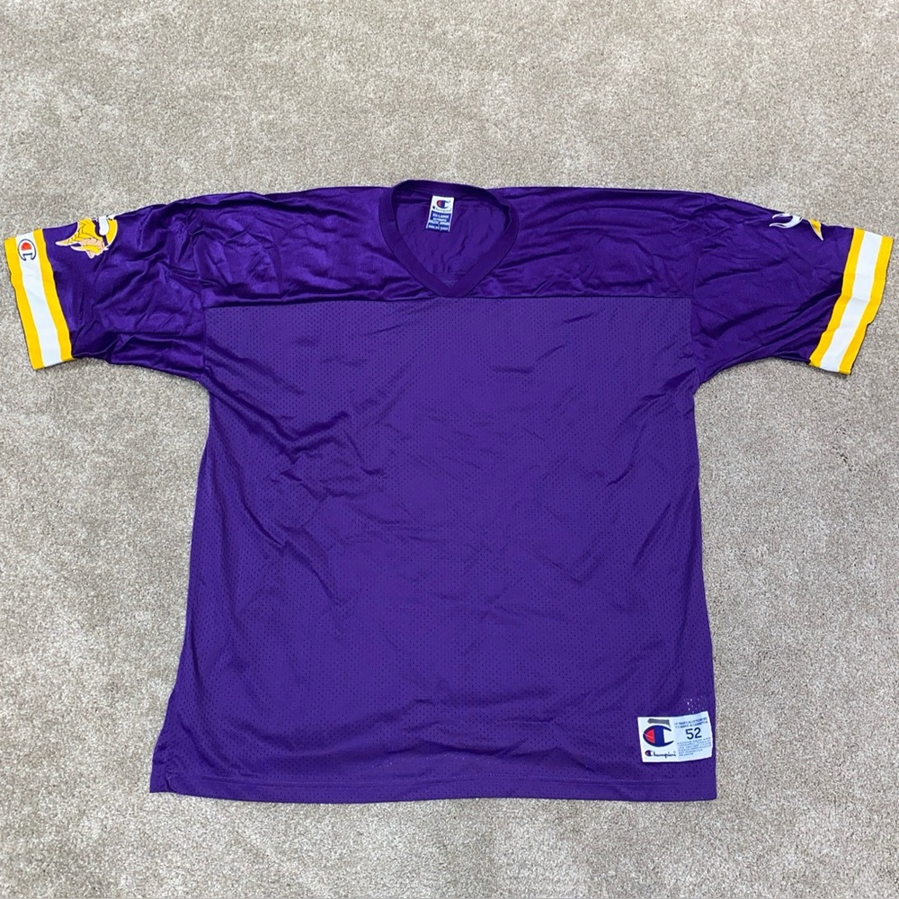 Vtg Minnesota Vikings Purple Champion Blank Football Jersey Mens 2XL 52‎ Mesh